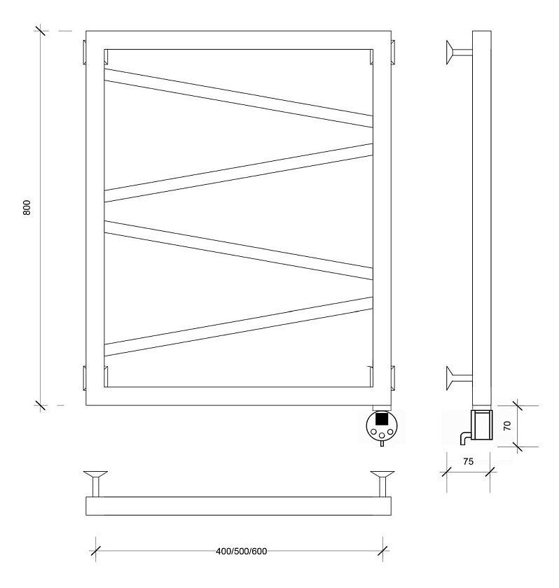 Полотенцесушитель электрический Secado Мирано 80x50
