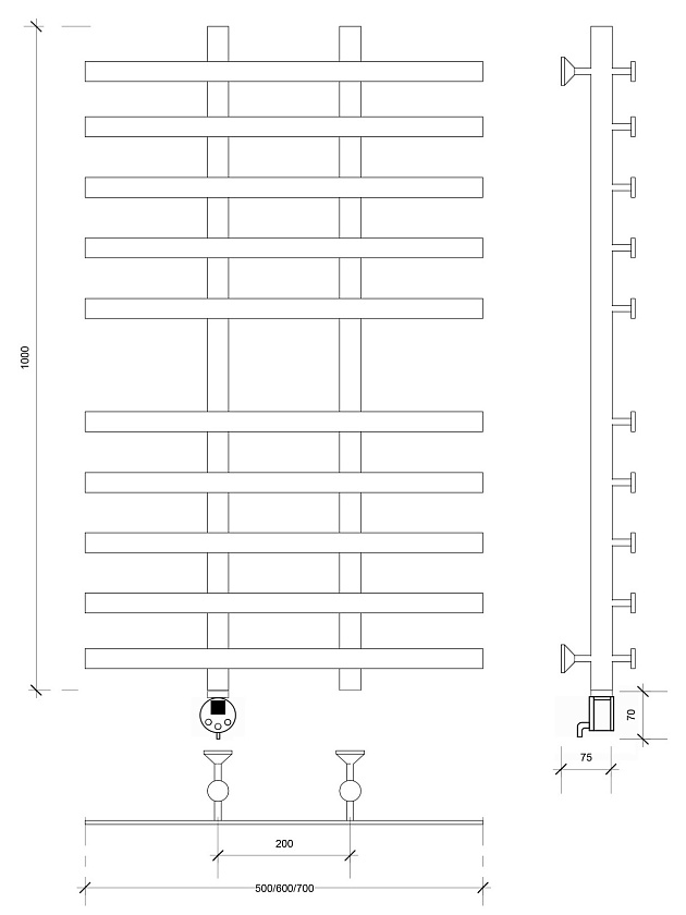 Полотенцесушитель электрический Secado Понтида 4 100x60