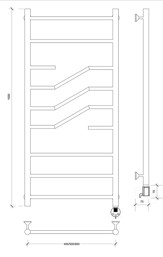 Полотенцесушитель электрический Secado Риволи 100x50