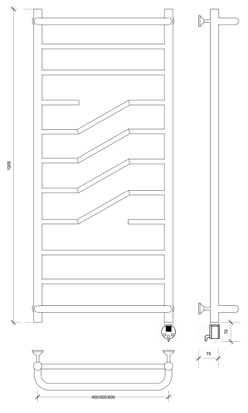 Полотенцесушитель электрический Secado Риволи СП 120x50
