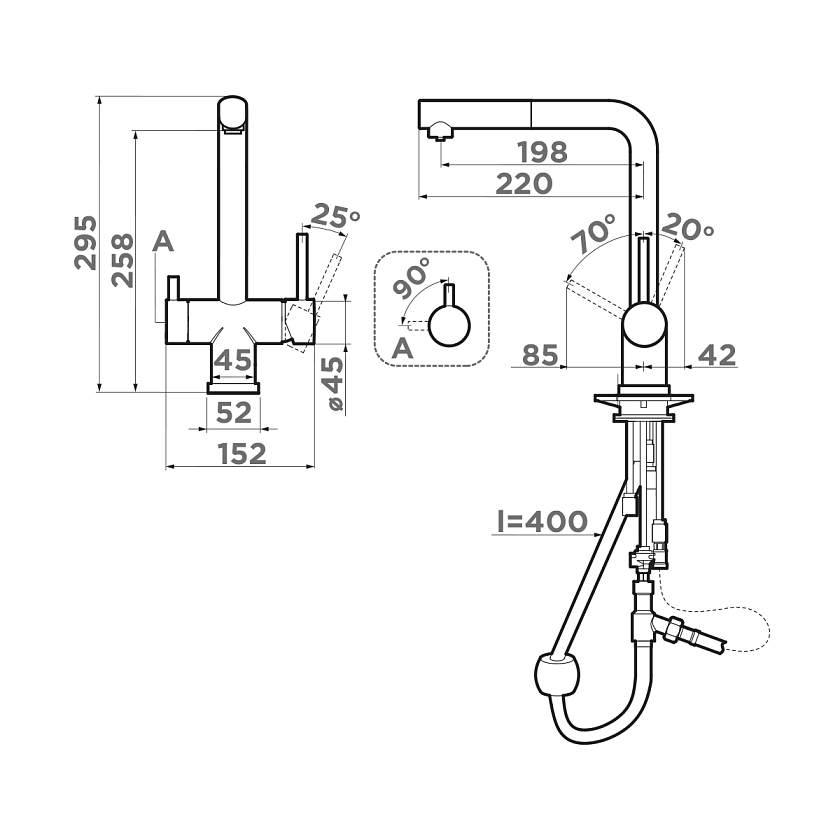 Кухонный смеситель с подключением фильтра Omoikiri Takamatsu-S 4994346, нержавеющая сталь (bn)