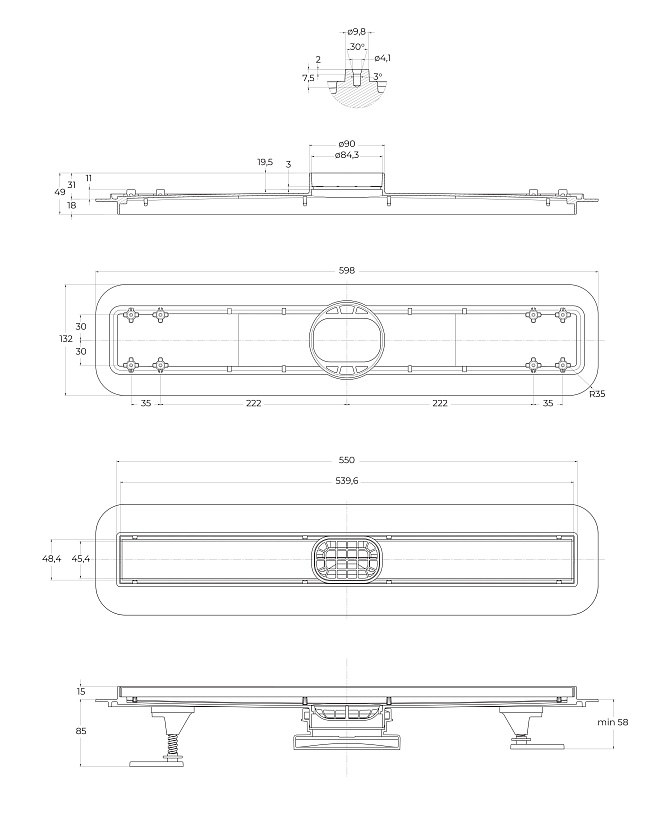 Душевой лоток BELBAGNO LUCE, 60 см, белый матовый, BB-LD-LUCE-60-BIANCO