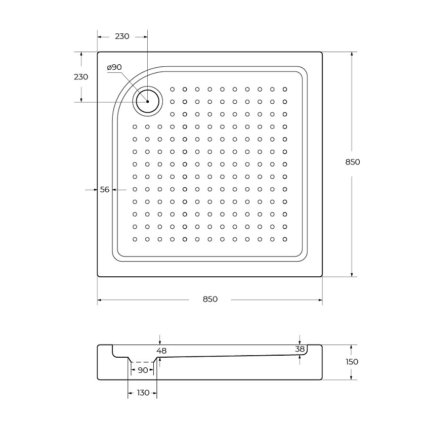 Душевой поддон BelBagno, 85x85, TRAY-BB-A-85-15-W