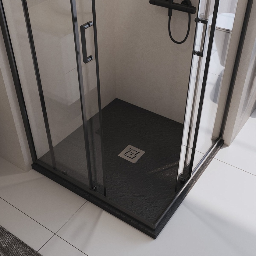 Душевой поддон BelBagno UNO, 90x90, черный матовый, TRAY-MR-UNO-A-90-35-NERO-CR
