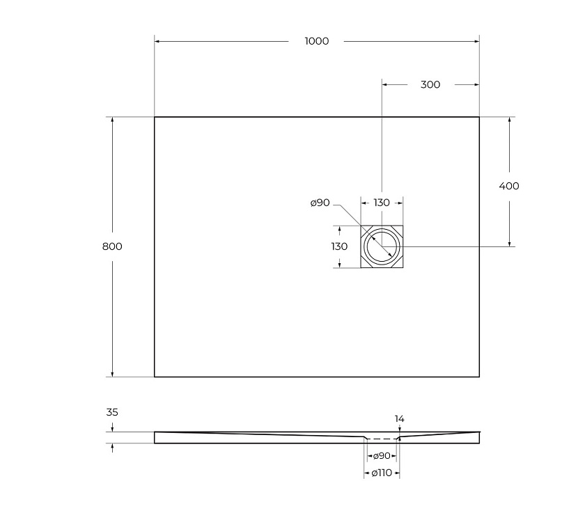 Душевой поддон BelBagno UNO, 100x80, белый матовый, TRAY-MR-UNO-AH-100/80-35-W-CR