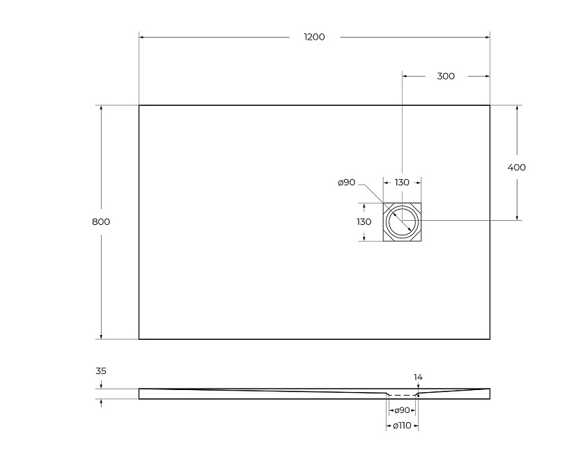 Душевой поддон BelBagno UNO, 120x80, черный матовый, TRAY-MR-UNO-AH-120/80-35-NERO-CR