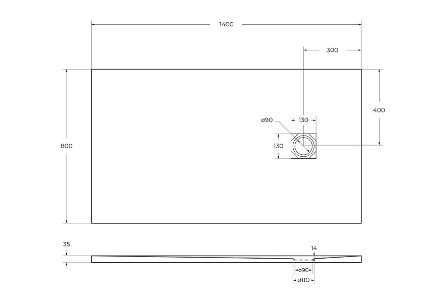 Душевой поддон BelBagno UNO, 140x80, белый матовый, TRAY-MR-UNO-AH-140/80-35-W-CR