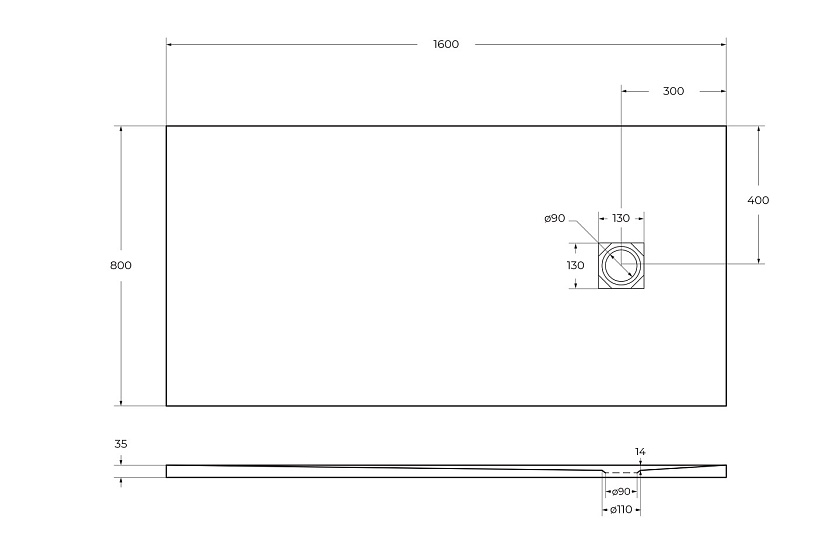 Душевой поддон BelBagno UNO, 160x80, белый матовый, TRAY-MR-UNO-AH-160/80-35-W-CR