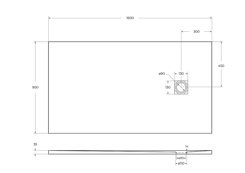 Душевой поддон BelBagno UNO, 160x90, белый матовый, TRAY-MR-UNO-AH-160/90-35-W-CR