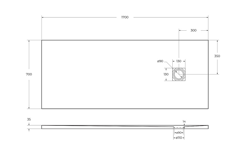 Душевой поддон BelBagno UNO, 170x70, белый матовый, TRAY-MR-UNO-AH-170/70-35-W-CR