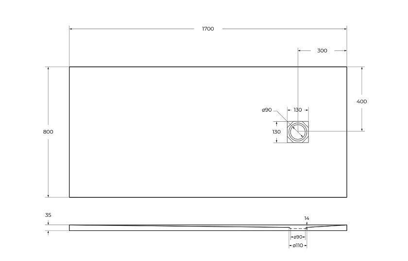 Душевой поддон BelBagno UNO, 170x80, белый матовый, TRAY-MR-UNO-AH-170/80-35-W-CR