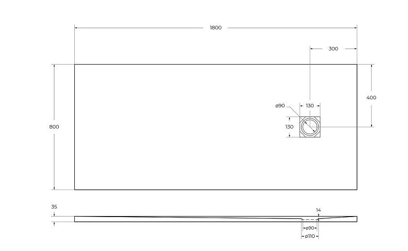 Душевой поддон BelBagno UNO, 180x80, белый матовый, TRAY-MR-UNO-AH-180/80-35-W-CR