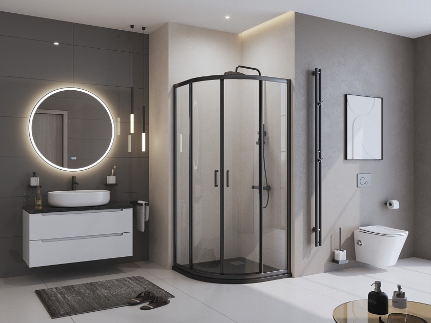 Душевой поддон BelBagno UNO, 90x90, черный матовый, TRAY-MR-UNO-R-90-550-35-NERO-CR