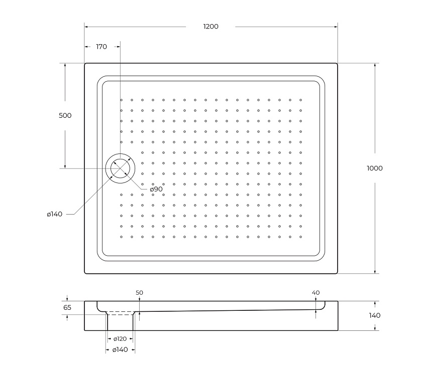 Душевой поддон BelBagno UNO, 120x100, TRAY-BB-AH-120/100-15-W