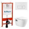 Инсталляция с унитазом, сиденьем и кнопкой смыва BelBagno Loto, белый, BB070CHR/SC/BB026/BB042BL