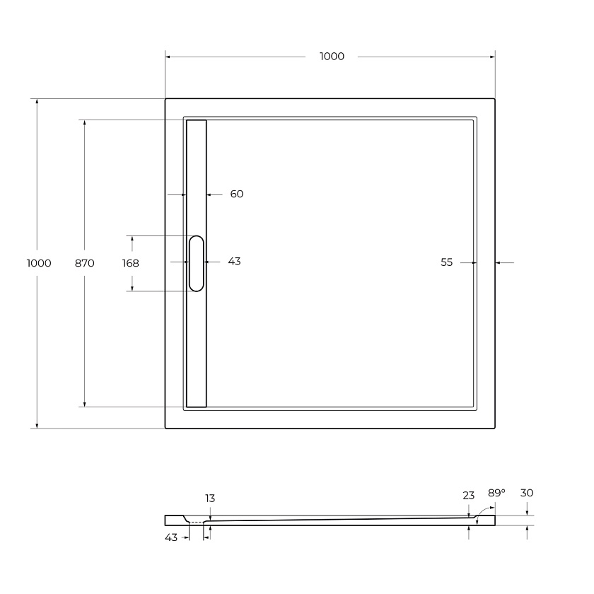 Душевой поддон Cezares TRAY-AS-A, 100x100, чёрный матовый, TRAY-AS-A-100-30-NERO