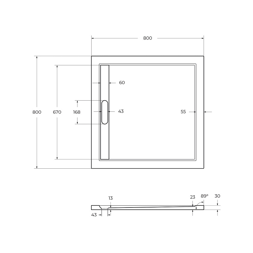 Душевой поддон Cezares TRAY-AS-A, 80x80, белый, TRAY-AS-A-80-30-W