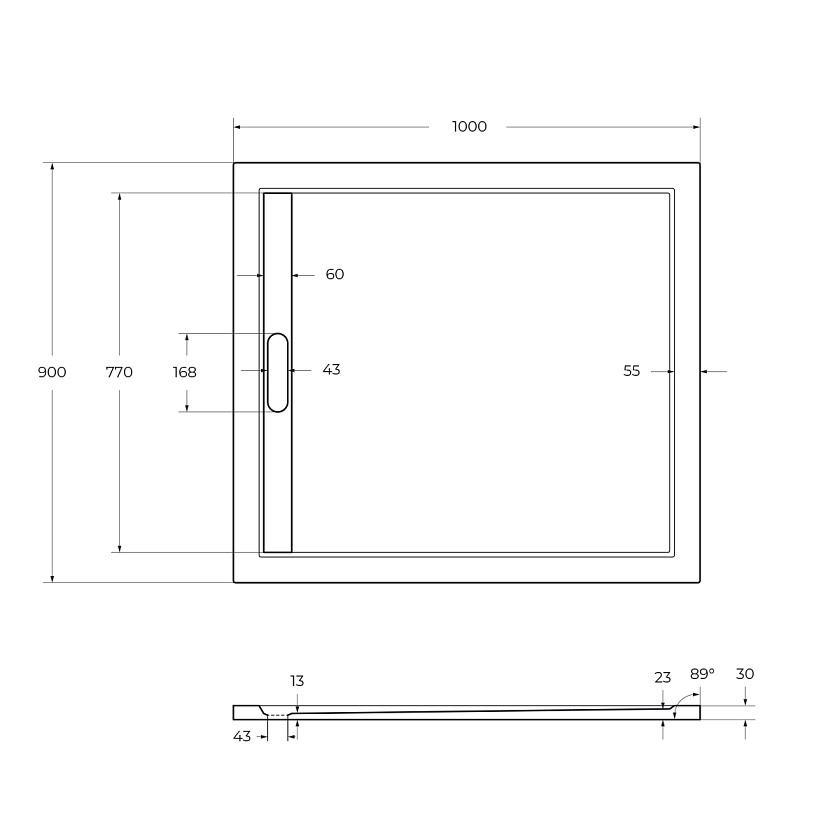 Душевой поддон Cezares TRAY-AS-AH, 100x90, белый, TRAY-AS-AH-100/90-30-W