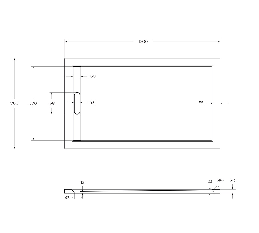 Душевой поддон Cezares TRAY-AS-AH, 120x70, белый, TRAY-AS-AH-120/70-30-W
