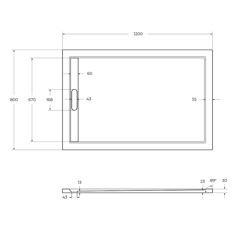 Душевой поддон Cezares TRAY-AS-AH, 120x80, белый, TRAY-AS-AH-120/80-30-W