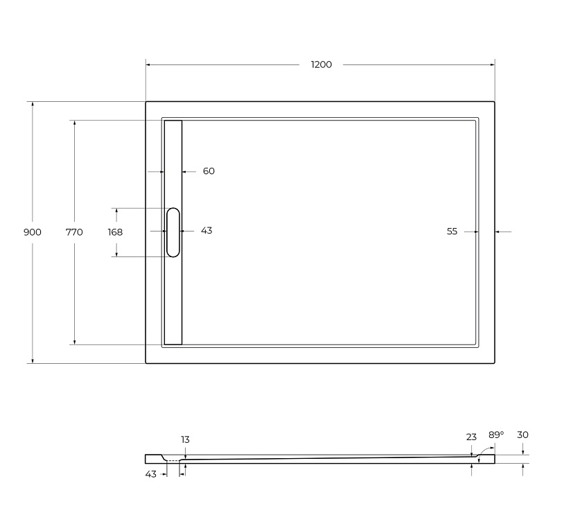 Душевой поддон Cezares TRAY-AS-AH, 120x90, чёрный матовый, TRAY-AS-AH-120/90-30-NERO