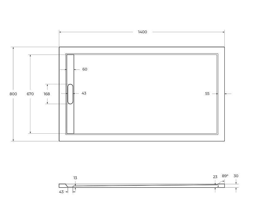 Душевой поддон Cezares TRAY-AS-AH, 140x80, белый, TRAY-AS-AH-140/80-30-W