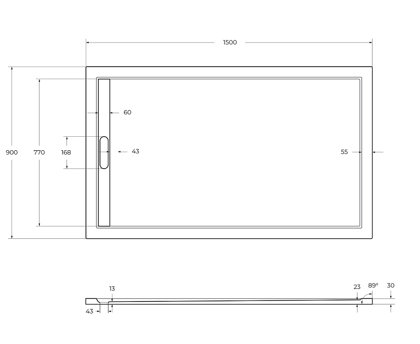 Душевой поддон Cezares TRAY-AS-AH, 150x90, белый, TRAY-AS-AH-150/90-30-W
