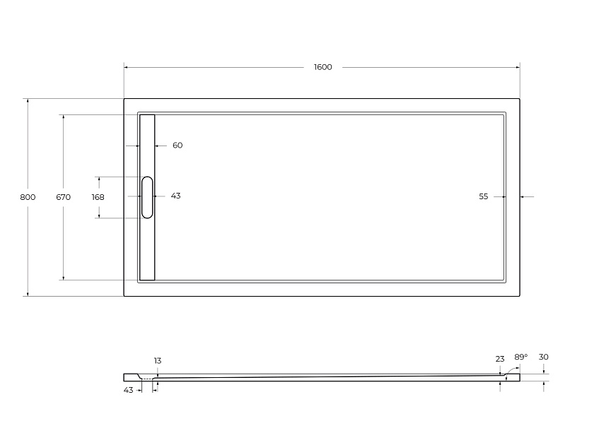 Душевой поддон Cezares TRAY-AS-AH, 160x80, белый, TRAY-AS-AH-160/80-30-W