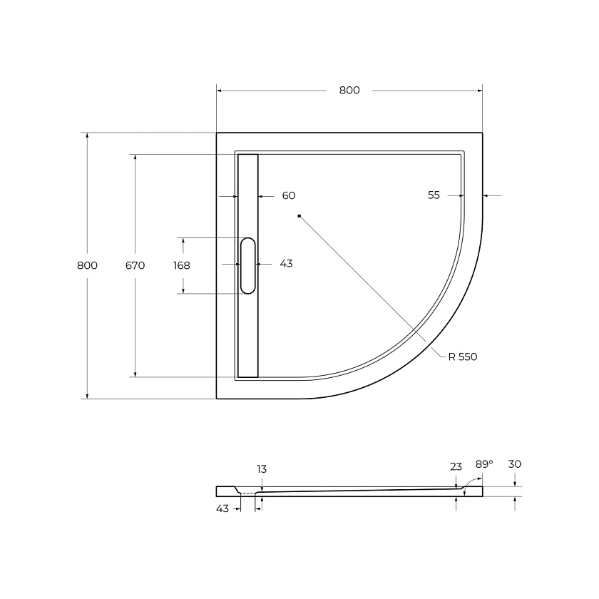 Душевой поддон Cezares TRAY-AS-R, 80x80, белый, TRAY-AS-R-80-30-W