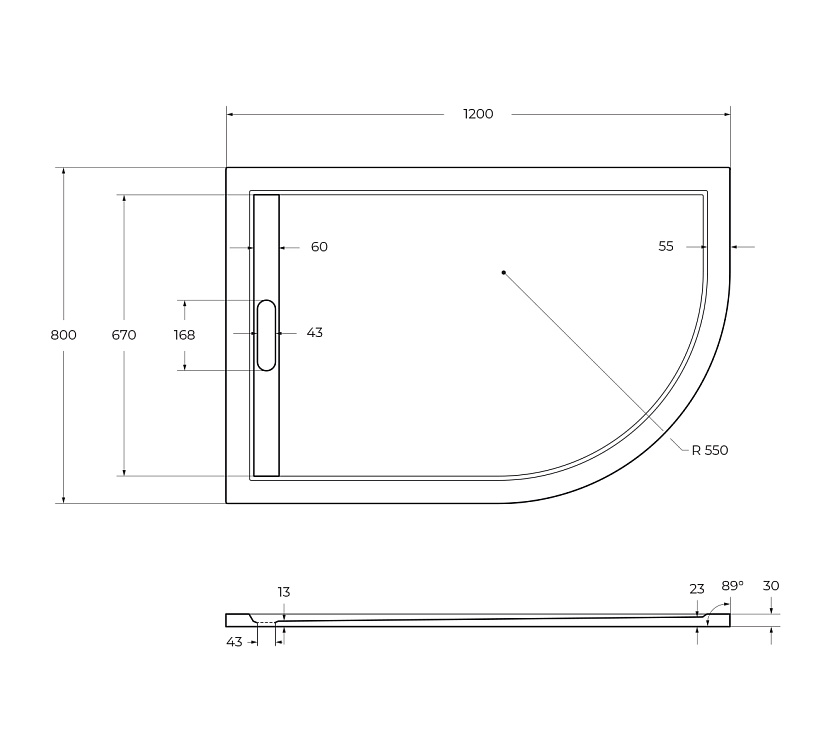 Душевой поддон Cezares TRAY-AS-RH, 120x80, L, TRAY-AS-RH-120/80-30-W-L