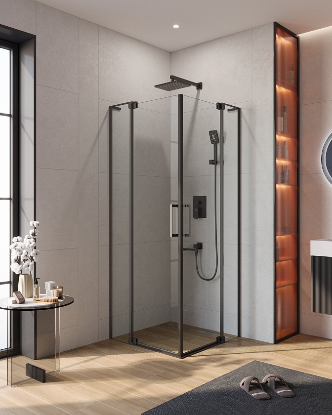 Душевой угол Cezares SLIDER A-2, 70x70, черный, SLIDER-A-2-70/80-C-NERO