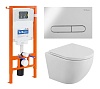 Инсталляция с унитазом и кнопкой смыва BelBagno Uno, белый, BB3105CHR/SC/BB002-80/BB005-PR-CHROME