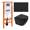 Инсталляция с унитазом и кнопкой смыва BelBagno Colorato, черный матовый, BB062CHR-MB/BB062SC-MB/BB002-80/BB007-PR-NERO.M