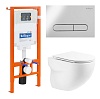 Инсталляция с унитазом и кнопкой смыва BelBagno Onda, белый, BB066CHR/BB870SC/BB002-80/BB005-PR-CHROME