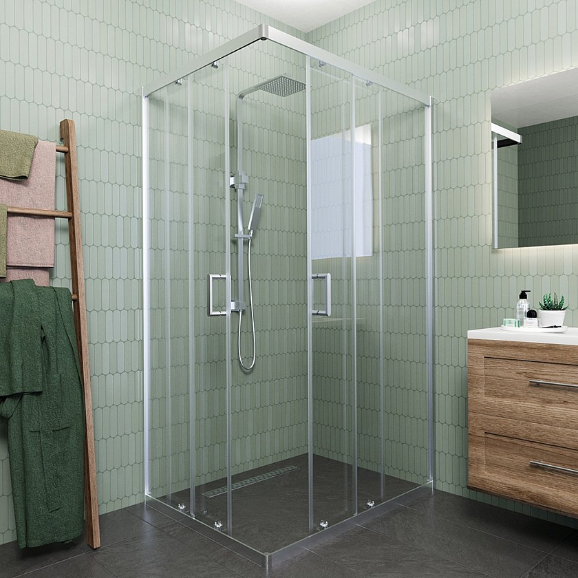 Душевой угол Veconi Rovigo RV-10, 90x80, хром, стекло прозрачное, RV10-9080-01-C5