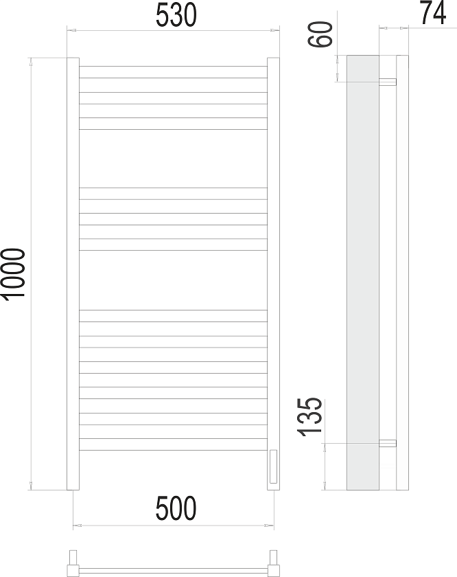 Полотенцесушитель электрический TERMINUS Енисей П12 500х1000 sensor quick touch белый матовый 4670078526250