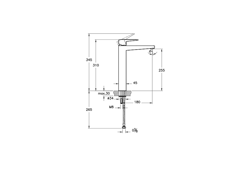 Высокий смеситель для раковины Vitra Root Square A4273326EXP, медь