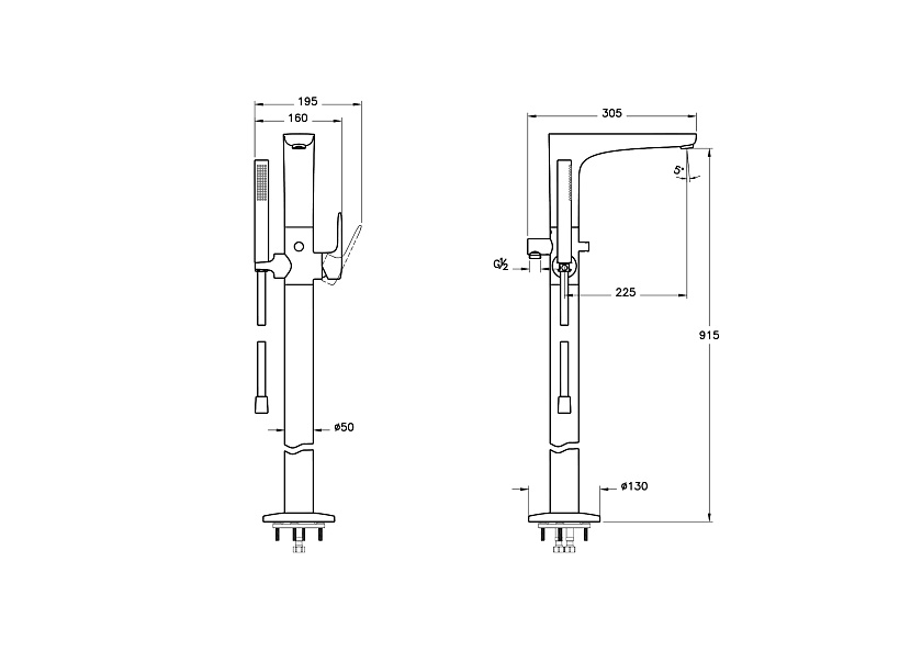 Напольный смесители для ванной Vitra Root Round A4274123EXP, золото