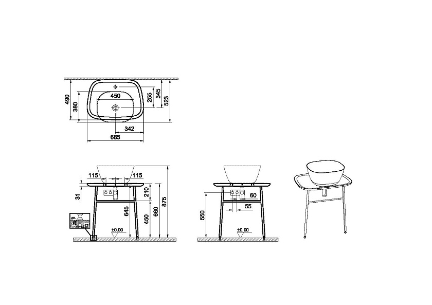 Столешница Vitra Plural 62560 70 см белый