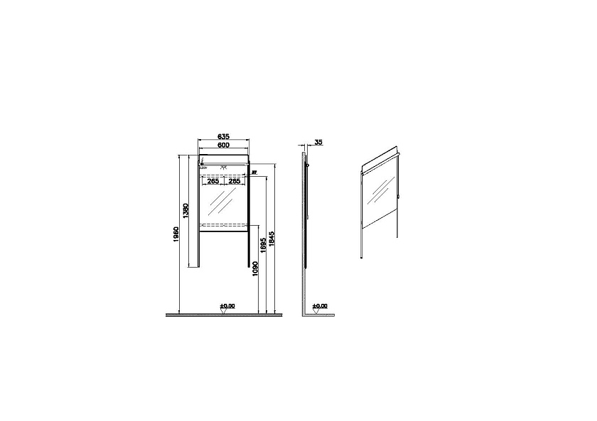 Зеркало в ванную Vitra Equal 64104, 60, глянцевый черный