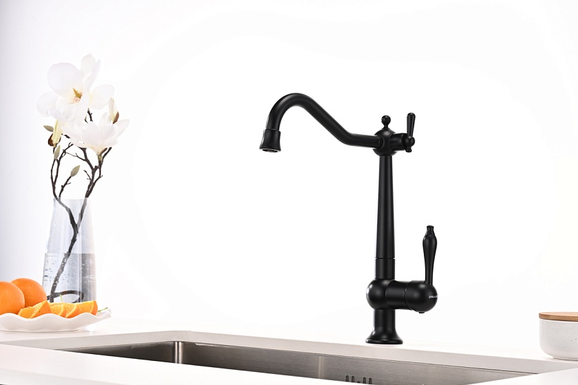 Кухонный смеситель с подключением фильтра Paulmark RETRO Re213226-401, антрацит 401