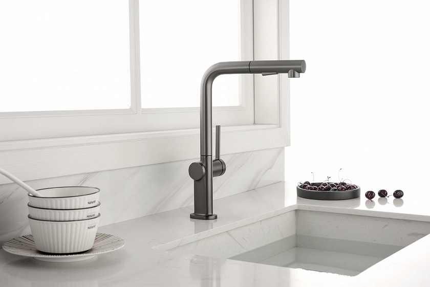 Кухонный смеситель с подключением фильтра Paulmark NEO Ne214419-401, антрацит 401