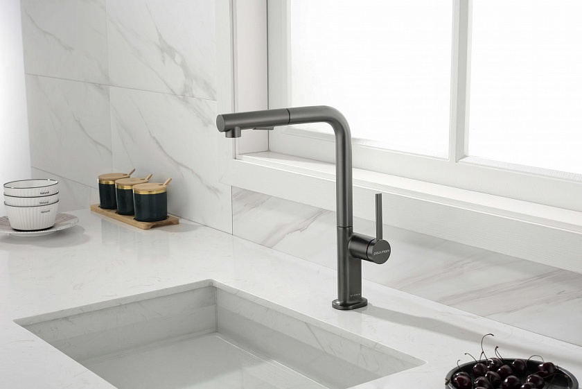 Кухонный смеситель с подключением фильтра Paulmark NEO Ne214419-401, антрацит 401