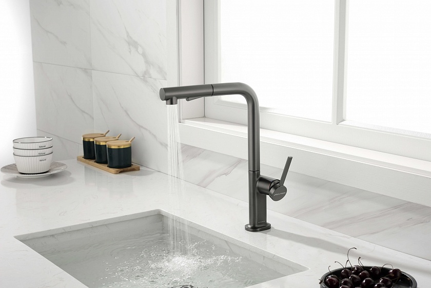 Кухонный смеситель с подключением фильтра Paulmark NEO Ne214419-401, антрацит 401