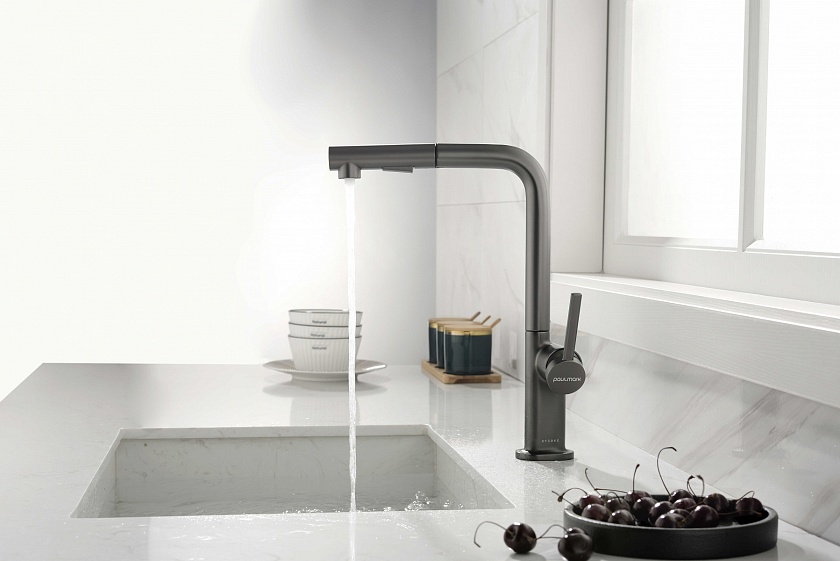 Кухонный смеситель с подключением фильтра Paulmark NEO Ne214419-401, антрацит 401
