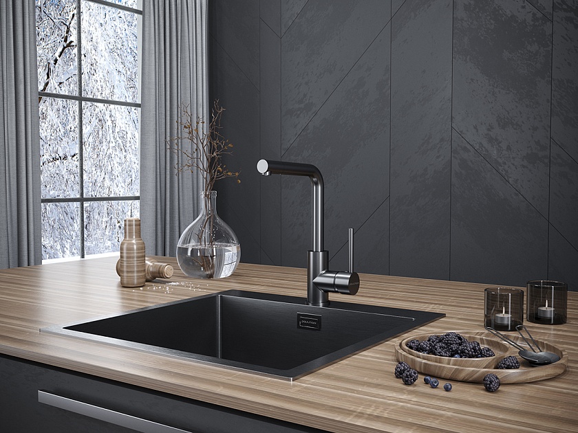 Кухонный смеситель Paulmark HONNER Ho212018-401TB, антрацит 401