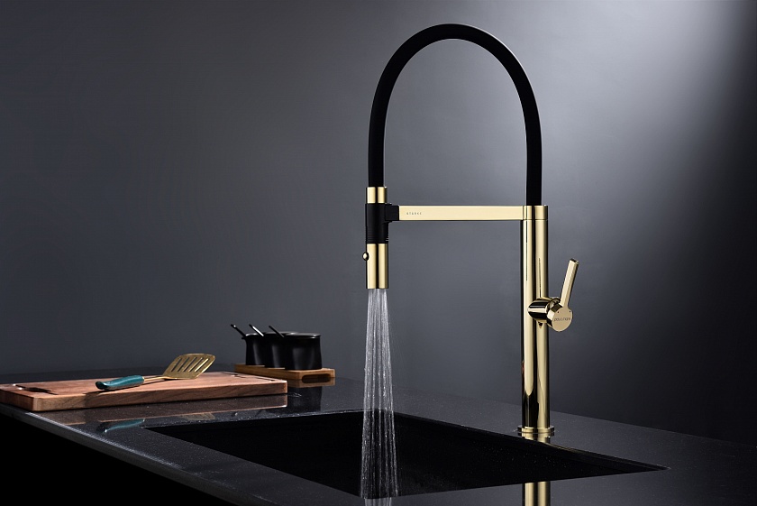 Кухонный смеситель Paulmark LEADER Le214101-G, золото