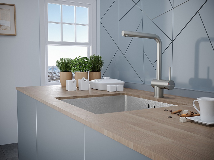 Кухонный смеситель Paulmark SPRING Sp212067-SS, нержавеющая сталь