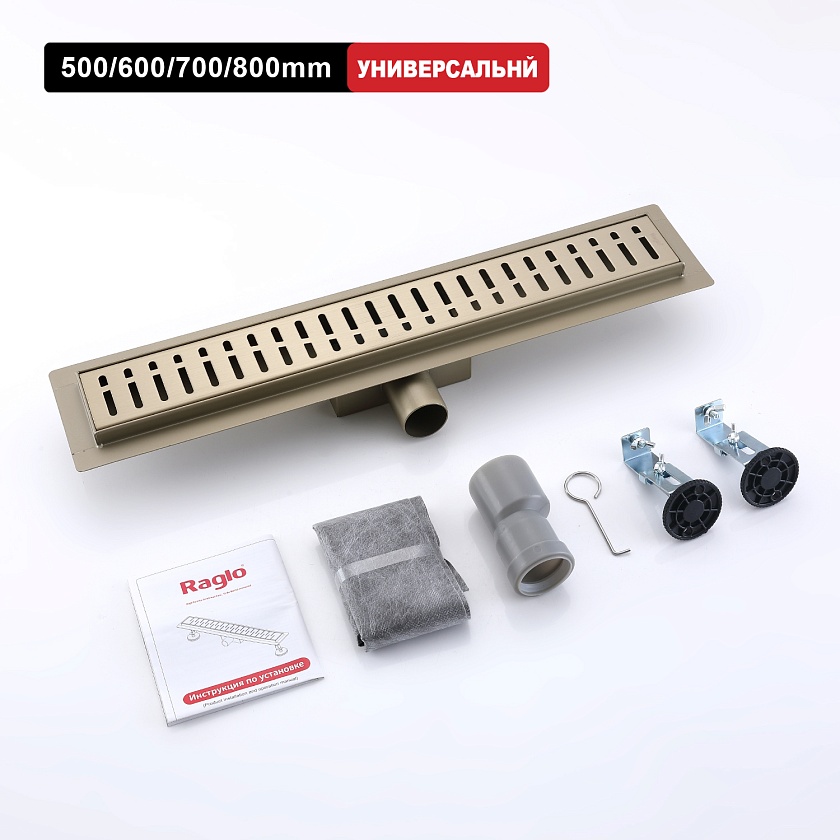 Душевой трап Raglo 7x50 сатин золотой R650.50.03