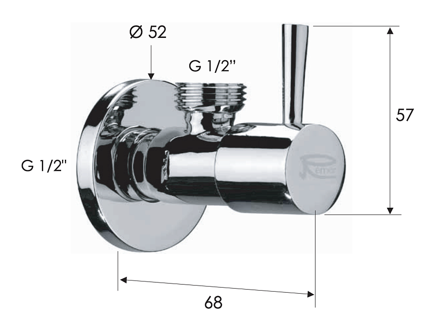 Запорный вентиль 1/2*1/2 Remer 128L1212BO белый матовый